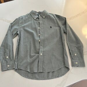 Boys Deep Green and White Checkered Polo Shirt